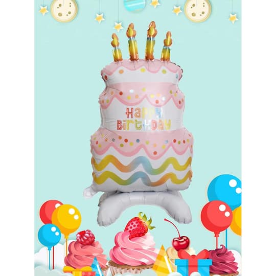 Wizardi Birthday Cake Standing Foil Balloon Decoration